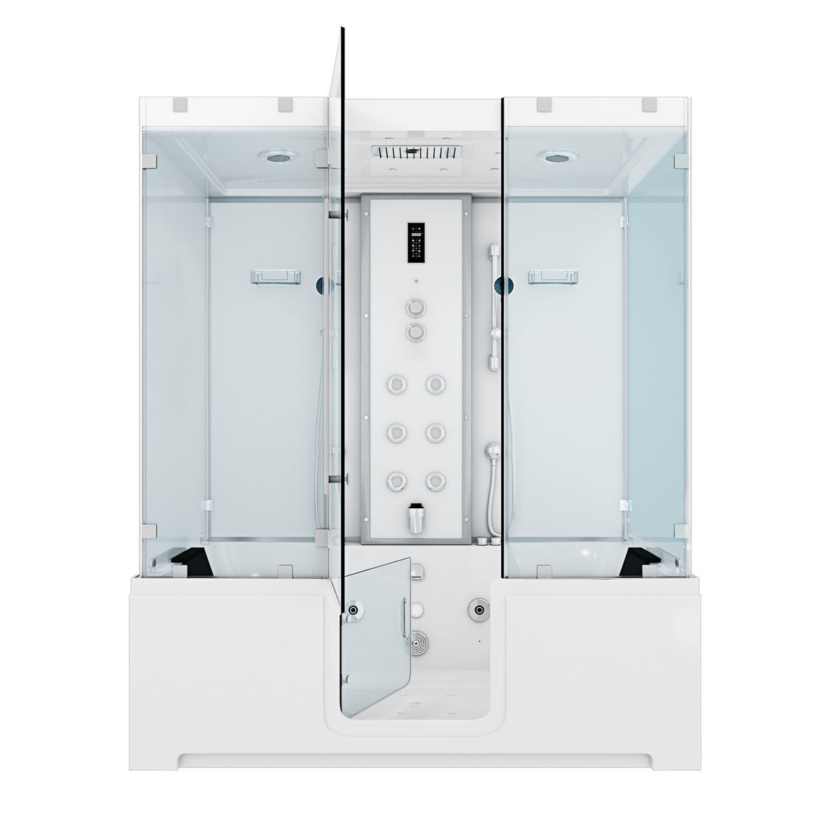 BADEWANNE mit Tür Dusche K88-WS-EH-A-EC-EA - Weiß, Glas/Kunststoff (180/228/100cm) - AcquaVapore by Sandra Jentho