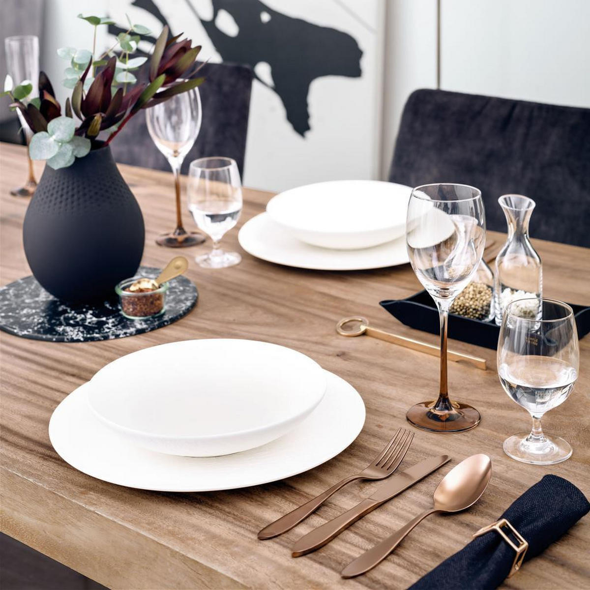 SCHALEN FLACH Manufacture Rock Blanc weiß ø 23,5 cm 6er Set - Weiß, Keramik (23.5cm) - Villeroy & Boch