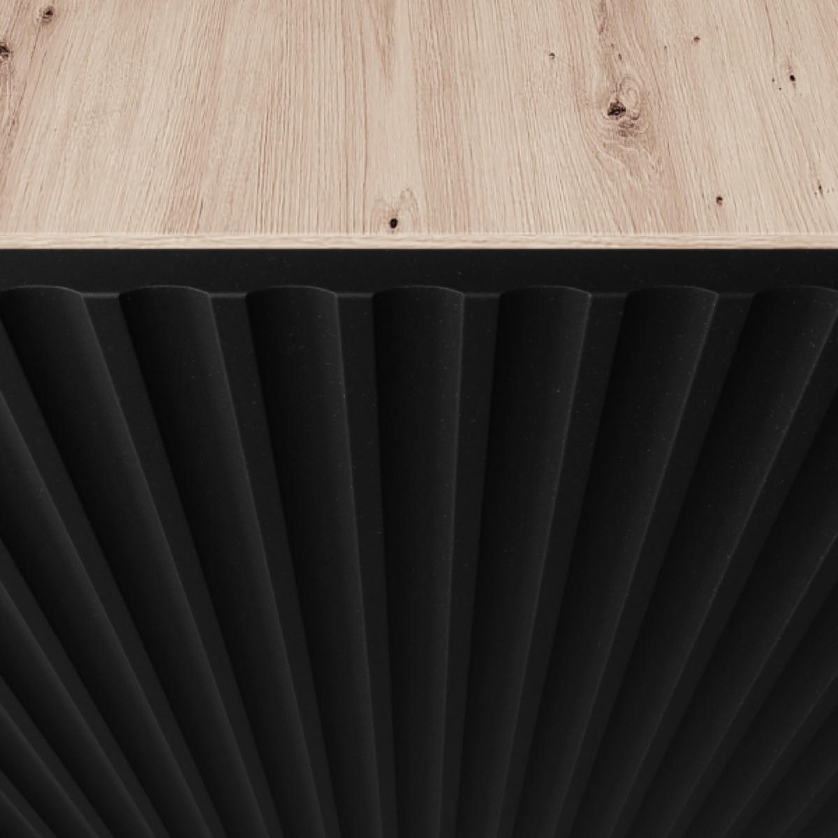 TV-SCHRANK Schwarz NOELI Mit Geriffelter Front Artisan - Schwarz, Holzwerkstoff (200/53/41cm) - Sepro Meble