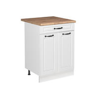 SPÜLENUNTERSCHRANK R-Line, Weiß Landhaus/Weiß, 60 cm Arbeitsplatte Goldkraft Eiche - Weiß, Holzwerkstoff (60/81.6/60cm) - Vicco