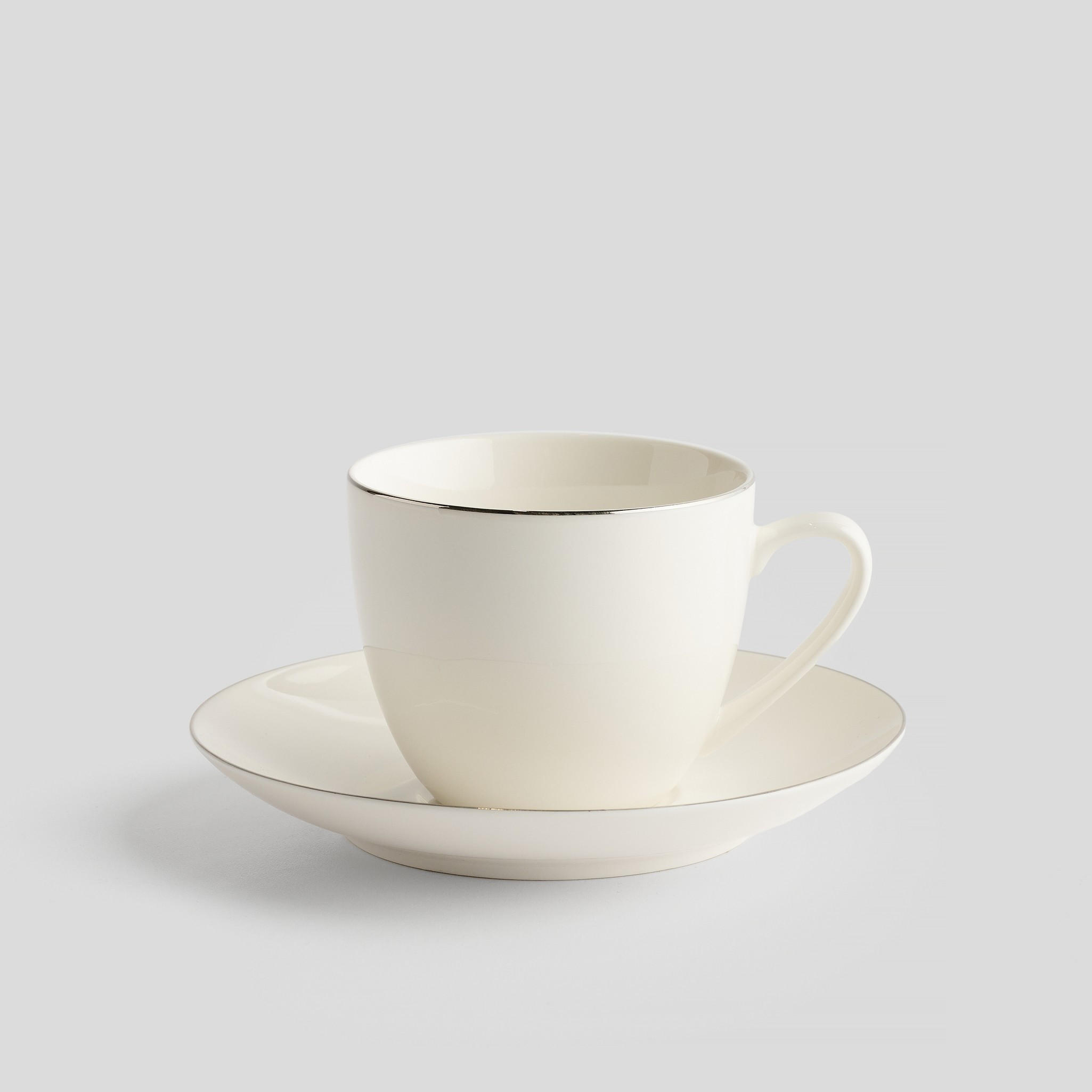 TASSE MIT UNTERTASSE Plata - Silberfarben, Keramik (14.5/7.5/14.5cm) - home&you