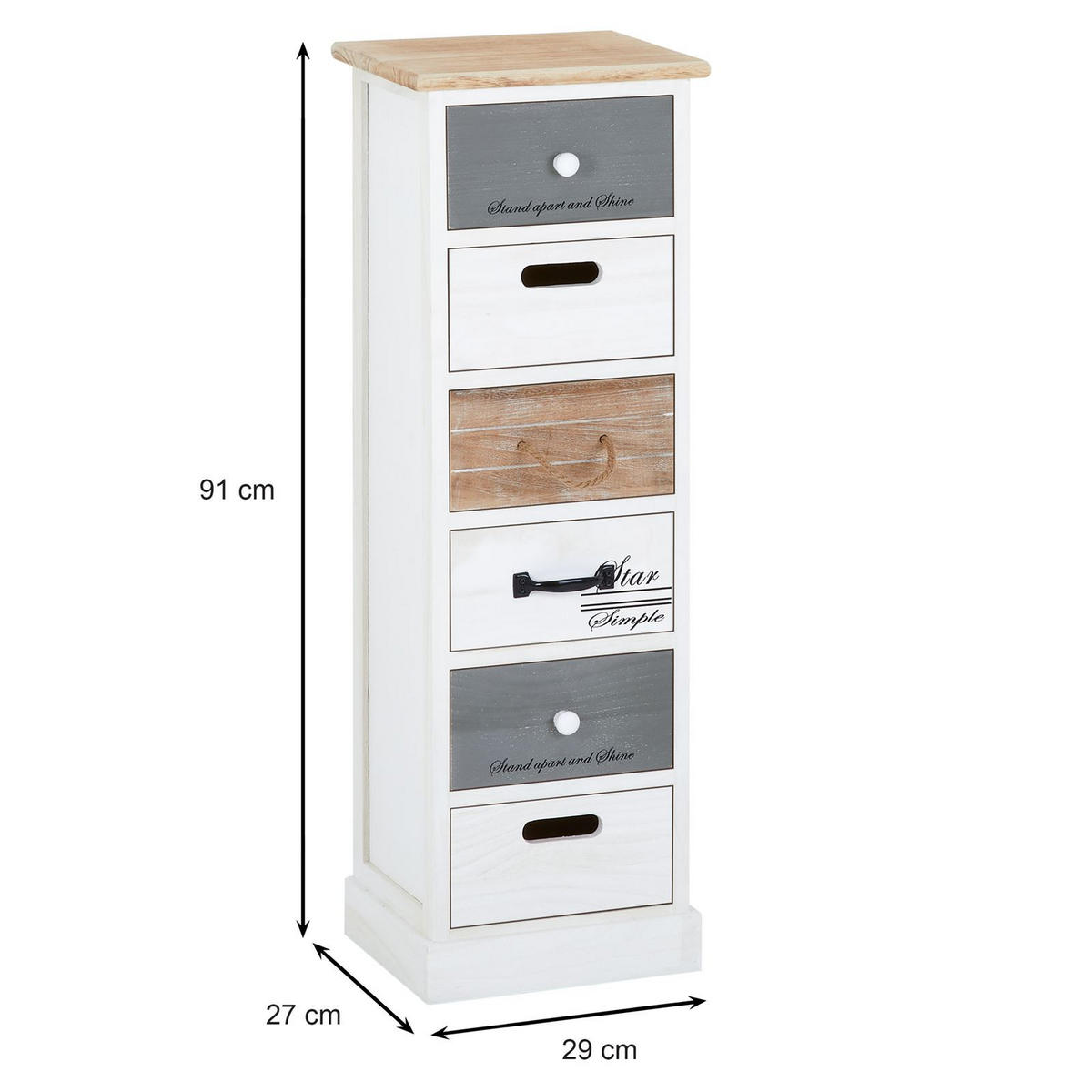 KOMMODE AVIANO - Weiß, Holz (29/91/27cm) - CARO-Möbel