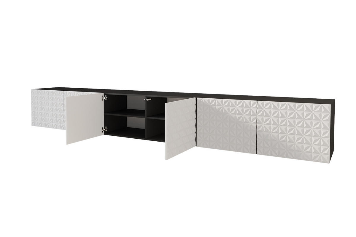 LOWBOARD VIRA-W 3x100x40x41 cm - Schwarz / Weiß - Weiß, Holzwerkstoff (300/40/41cm) - ALTDECOR