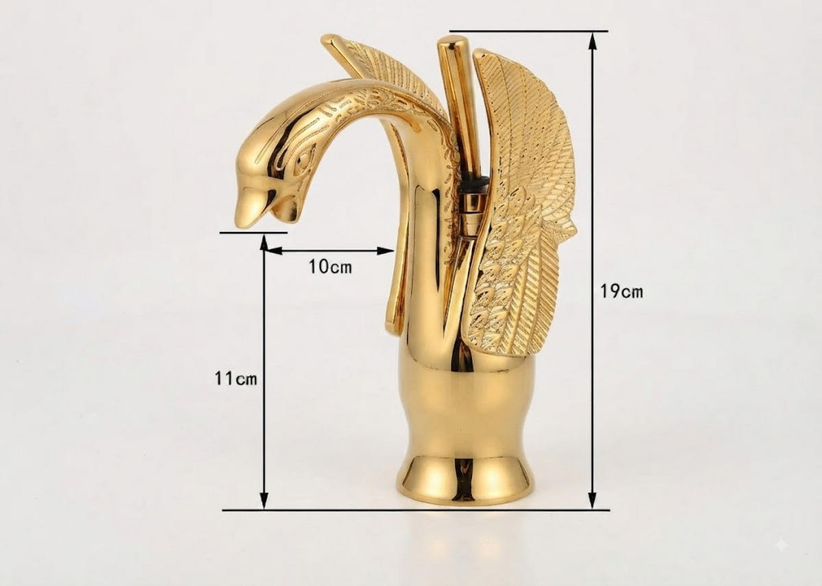 BADARMATUR mit Zulaufrohr, 190 mm hoch, gold - Goldfarben, Metall (25/10/20cm) - Vallsero