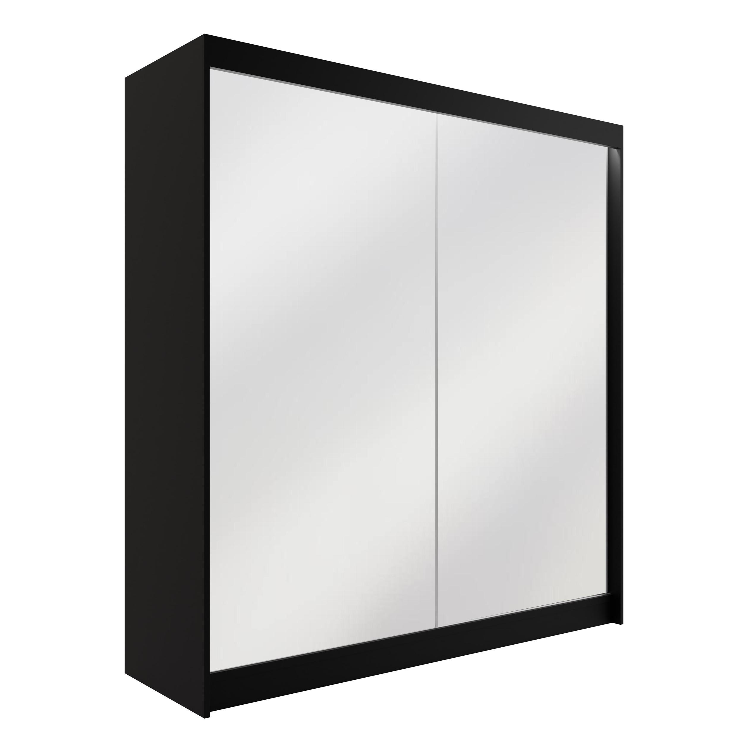 KLEIDERSCHRANK AMOHA mit LED - 200 cm - Schwarz - Schwarz, Holzwerkstoff (200/215/61cm) - ALTDECOR