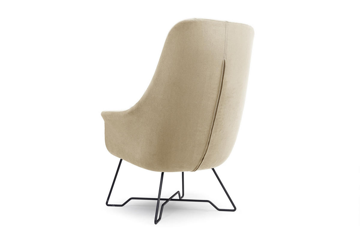 SESSEL SEDUTA, Modern Polstersessel Loungesessel, Velours-Stoff Creme - Creme, Holz/Metall (72.5/101.5/83cm) - MASSENO