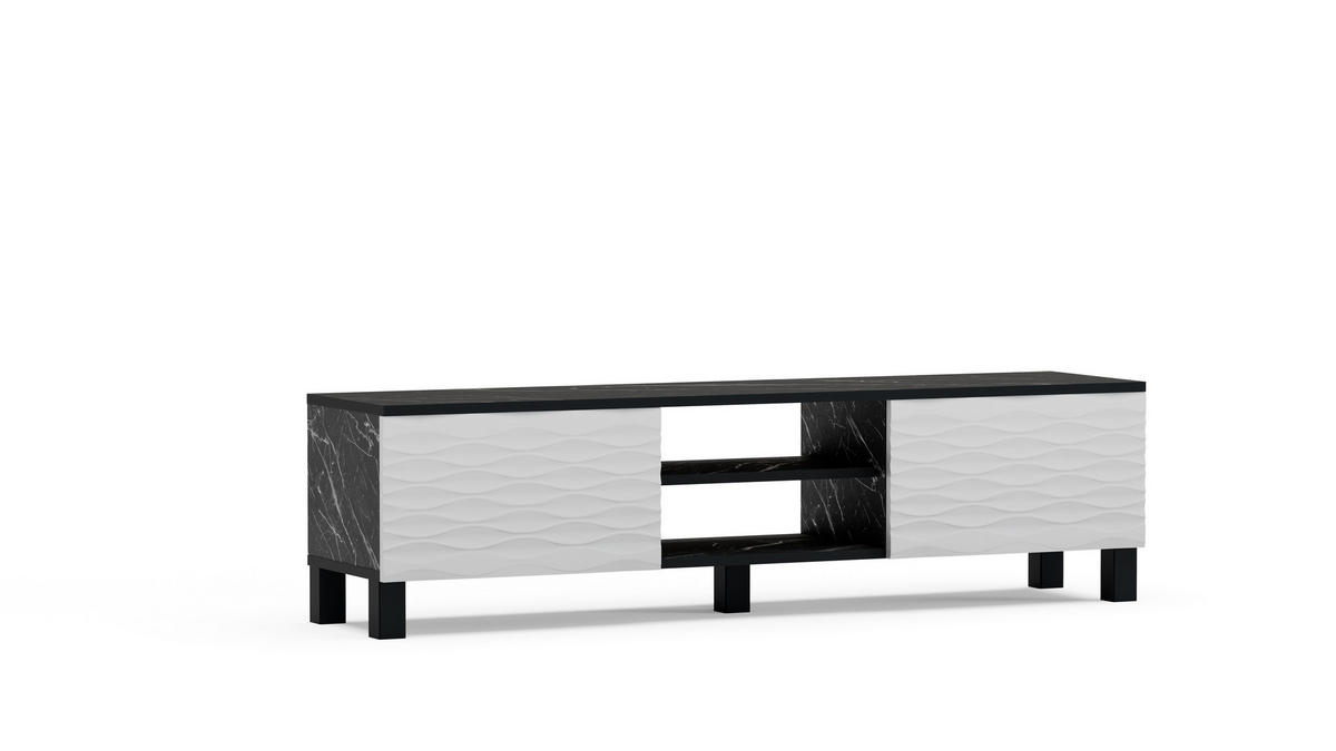 TV-ELEMENT Lukas Schwarzer Marmor Weiß - Schwarz/Weiß, Holzwerkstoff (150/40.3/35cm) - Decorotika