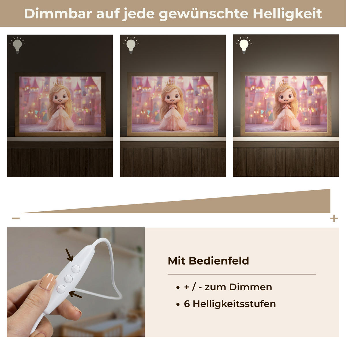 NACHTTISCHLAMPE Prinzessin - Rosa - Schloss 30x20 cm - Rosa, Holzwerkstoff (8/30/20cm)