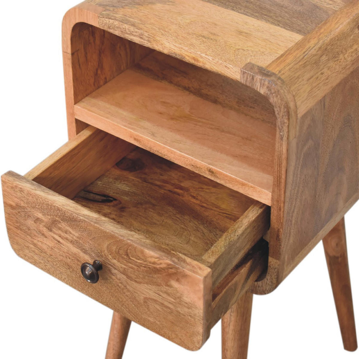 NACHTTISCH mit offenem Fach - Messingfarben/Braun, Holz/Metall (30/55/30cm) - Artisan Furniture