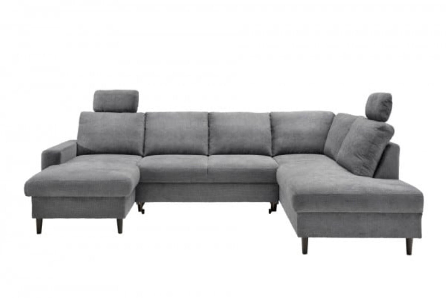 WOHNLANDSCHAFT mit Schlaffunktion und Bettkasten - Dunkelgrau/Schwarz, Textil (200/88/305cm) - myHomelando