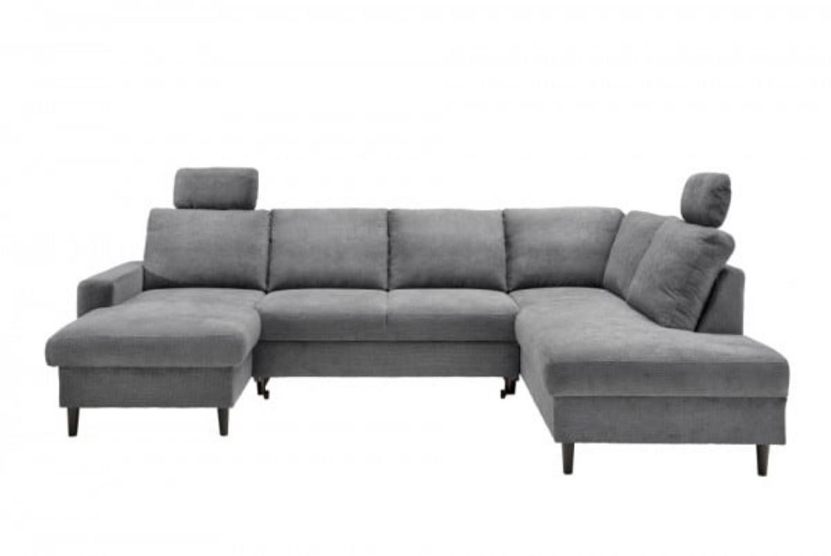 WOHNLANDSCHAFT mit Schlaffunktion und Bettkasten - Dunkelgrau/Schwarz, Textil (200/88/305cm) - myHomelando