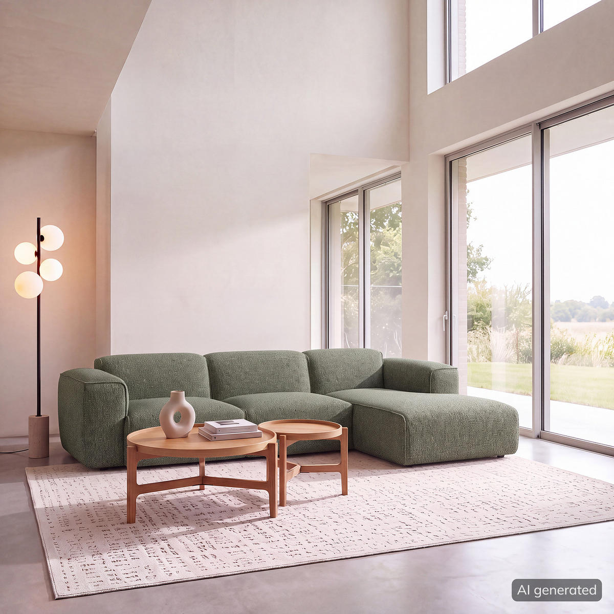 3-SITZER ECKSOFA mit Longchair - Schwarz/Grün, Kunststoff/Textil (284/173cm) - home24