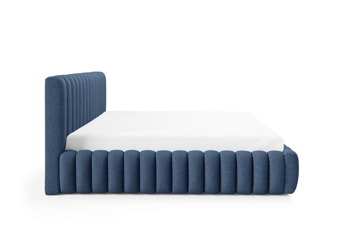 POLSTERBETT BLIVIO 180x200 cm,mit Bettkasten,Lattenrost,Doppelbett,Boxspringbett-Optik-Blau - Dunkelblau, Holz (180/200cm) - Furnistar