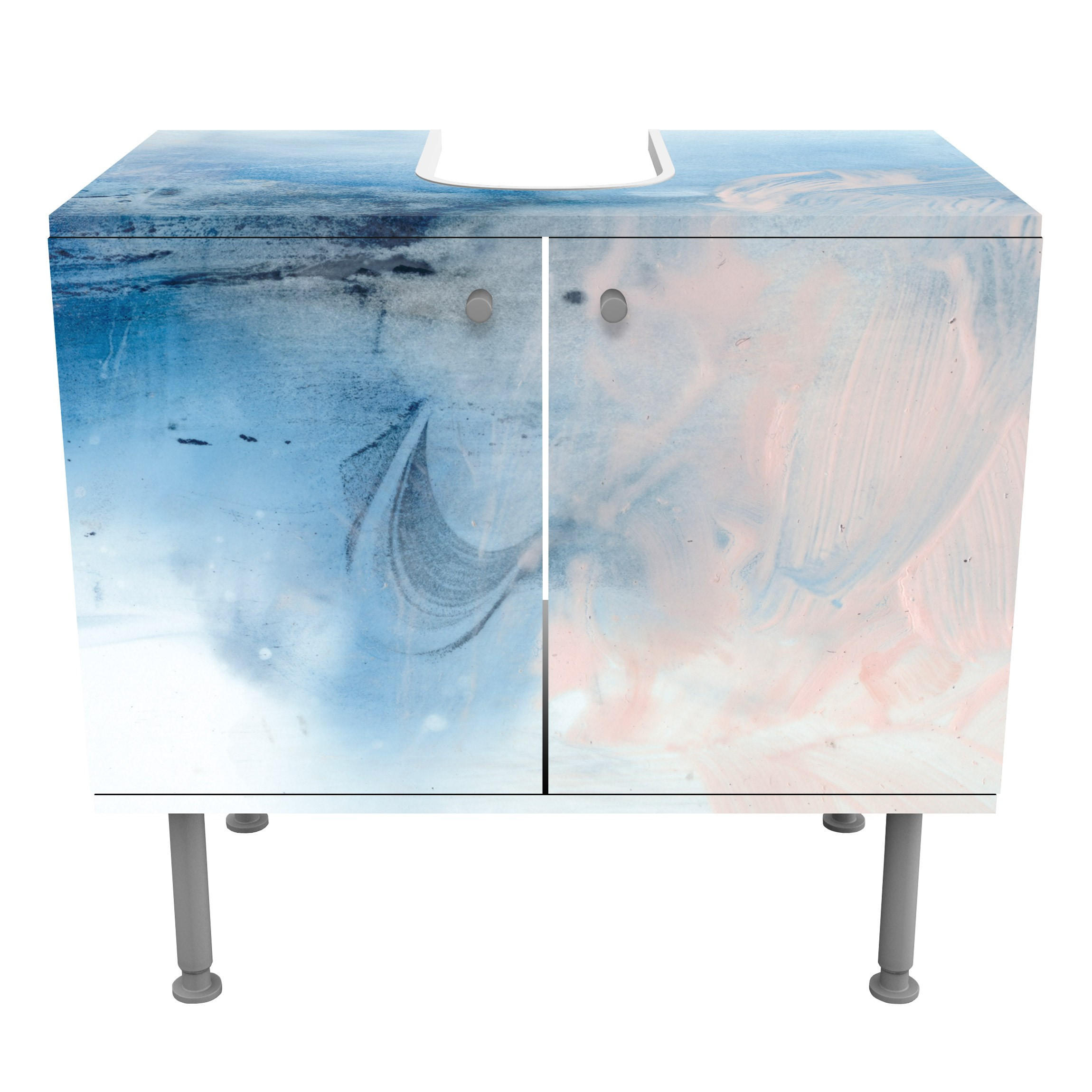 WASCHBECKENUNTERSCHRANK Indigo & Rouge I 60/55/35 cm - Blau, Holzwerkstoff (60/55/35cm) - Bilderwelten