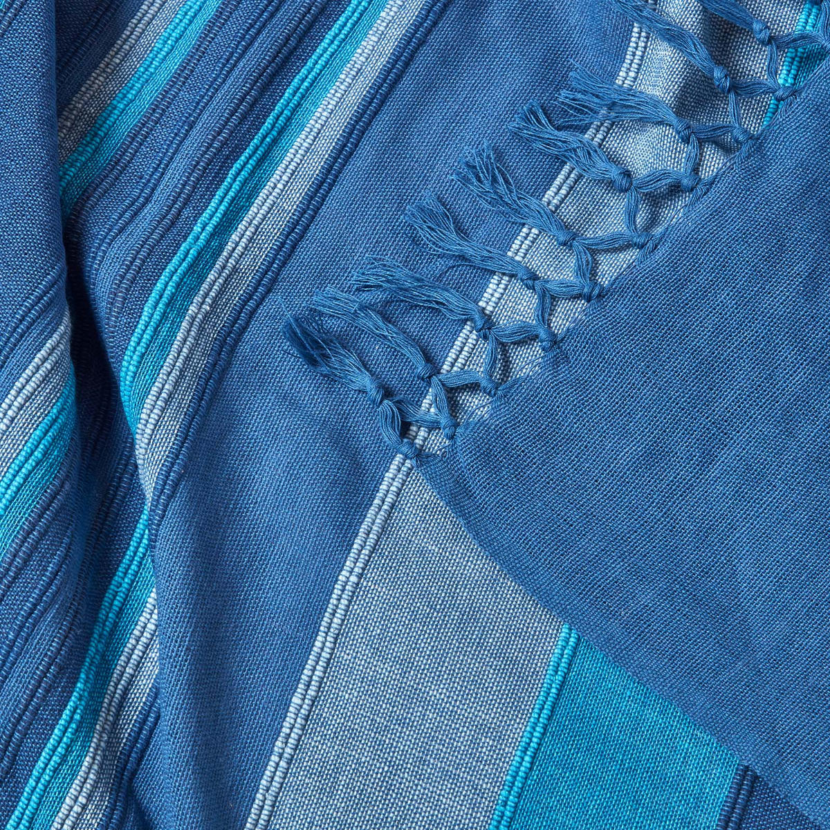 ÜBERWURF Morocco 225/255 cm, 100% Baumwolle gestreift - Blau, Textil (225/255cm) - Homescapes