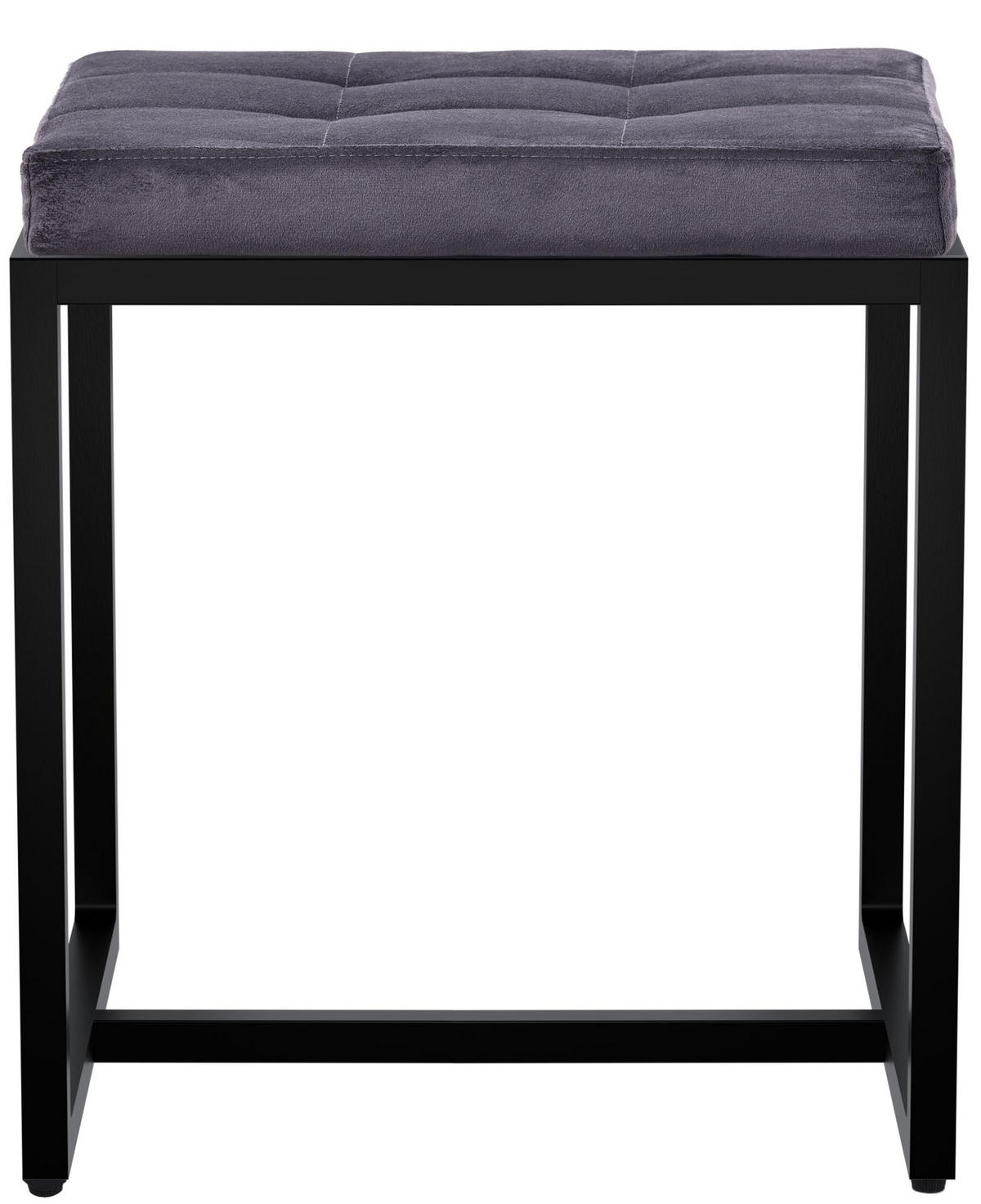 SITZWÜRFEL eckig 40/40/48 cm Samt dunkelgrau - Dunkelgrau/Schwarz, Textil/Metall (40/48/40cm) - CLP