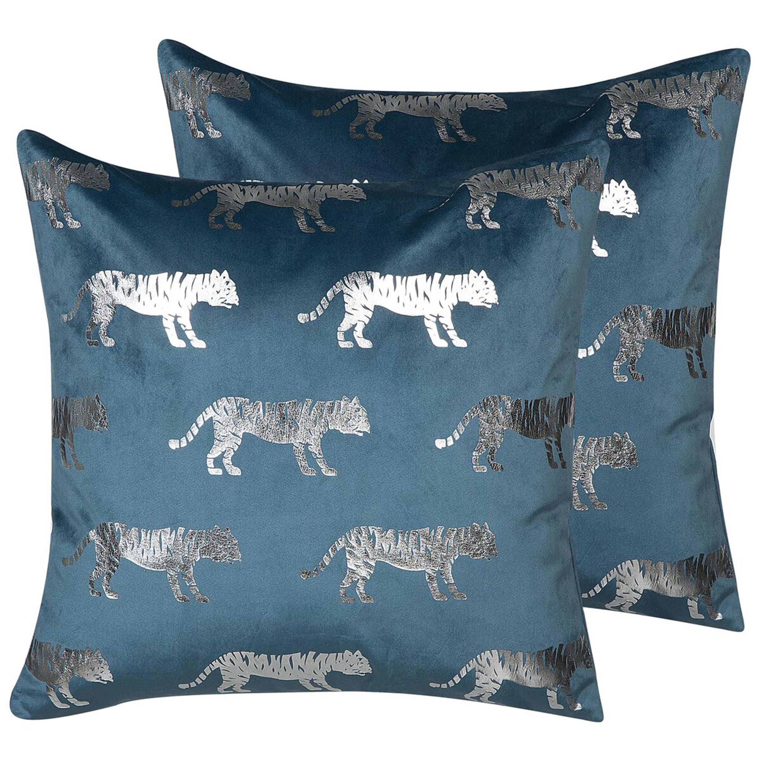 DEKOKISSEN 2er-Set Blau 45/45 cm Bluebell - Blau, Textil (45/45cm) - Beliani
