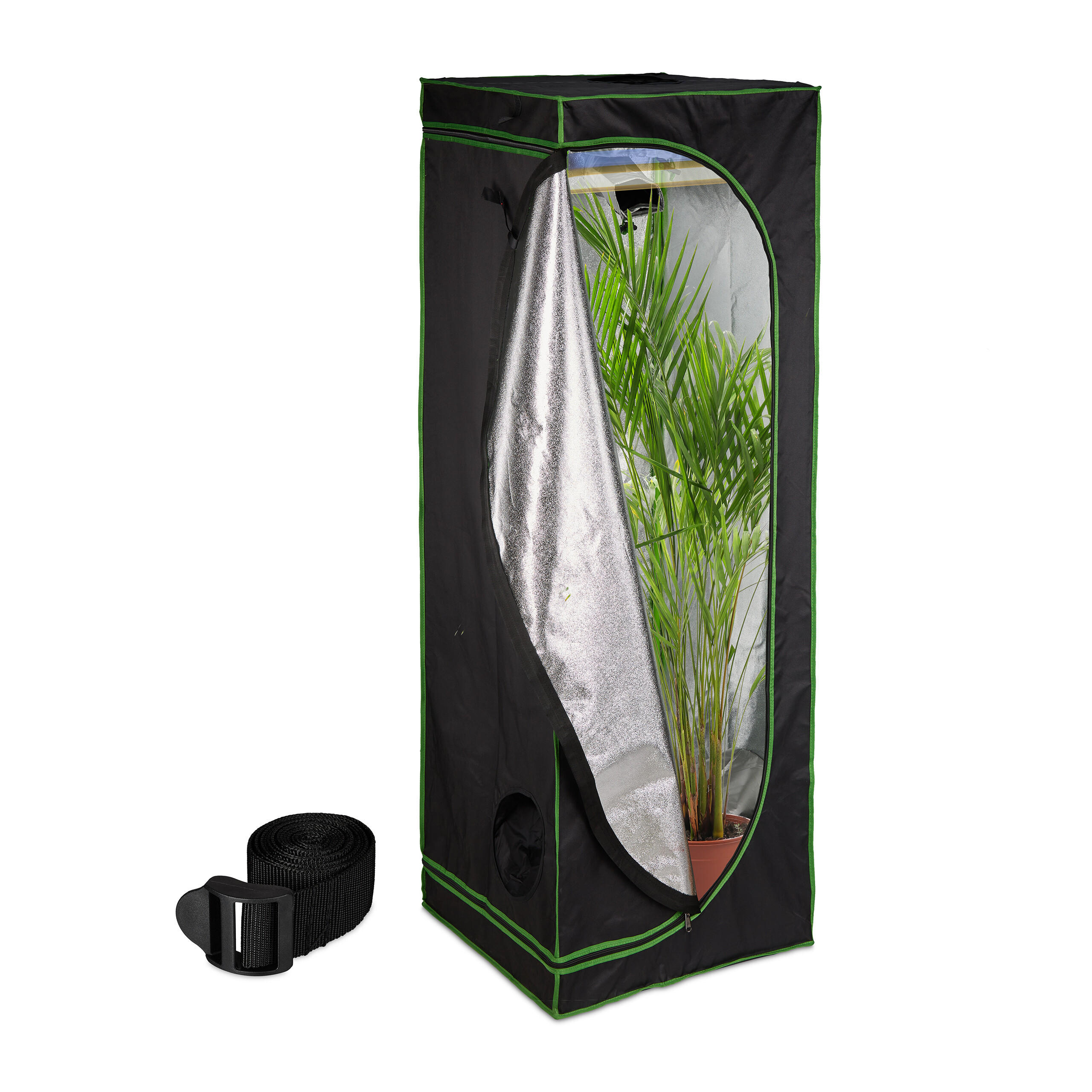 GROWZELT - Schwarz, Kunststoff/Textil (60/180/60cm) - Relaxdays