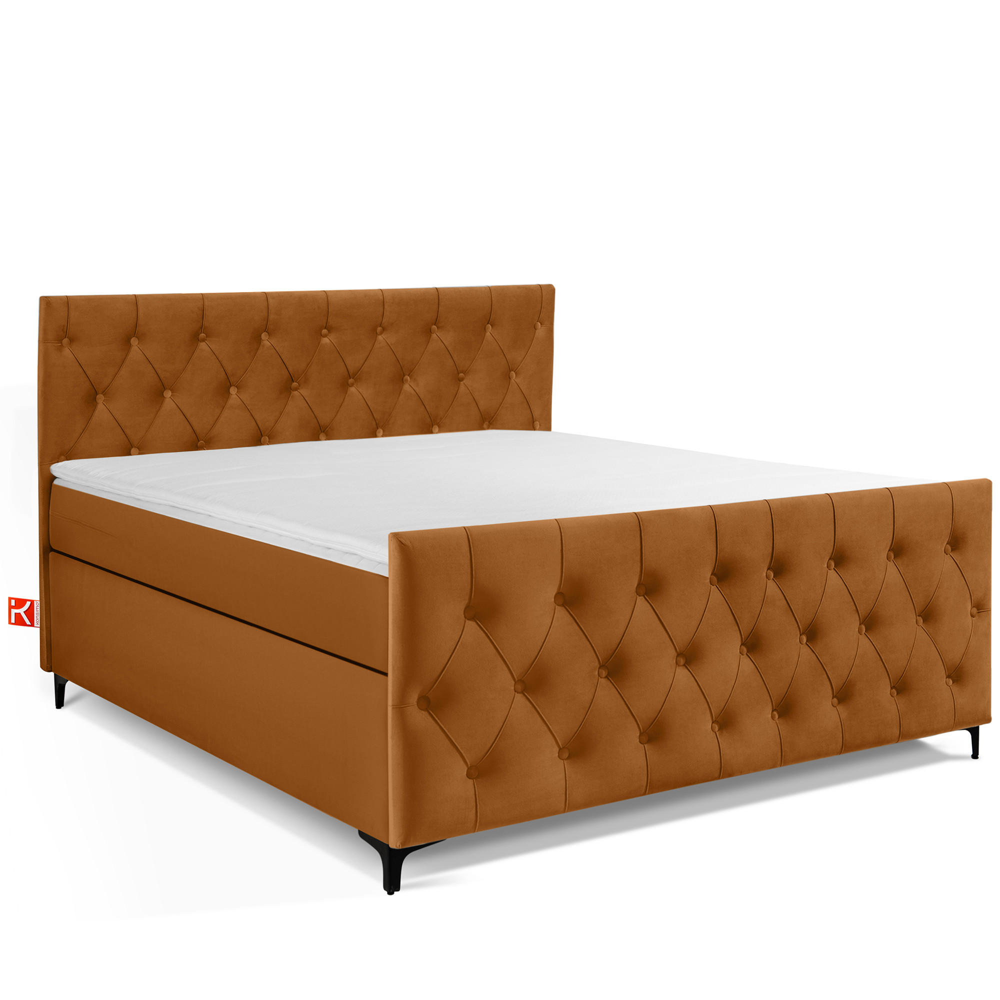 POLSTERBETT ARDEA, Rot - Rotbraun/Schwarz, Holz/Holzwerkstoff (160/200cm) - KONSIMO®