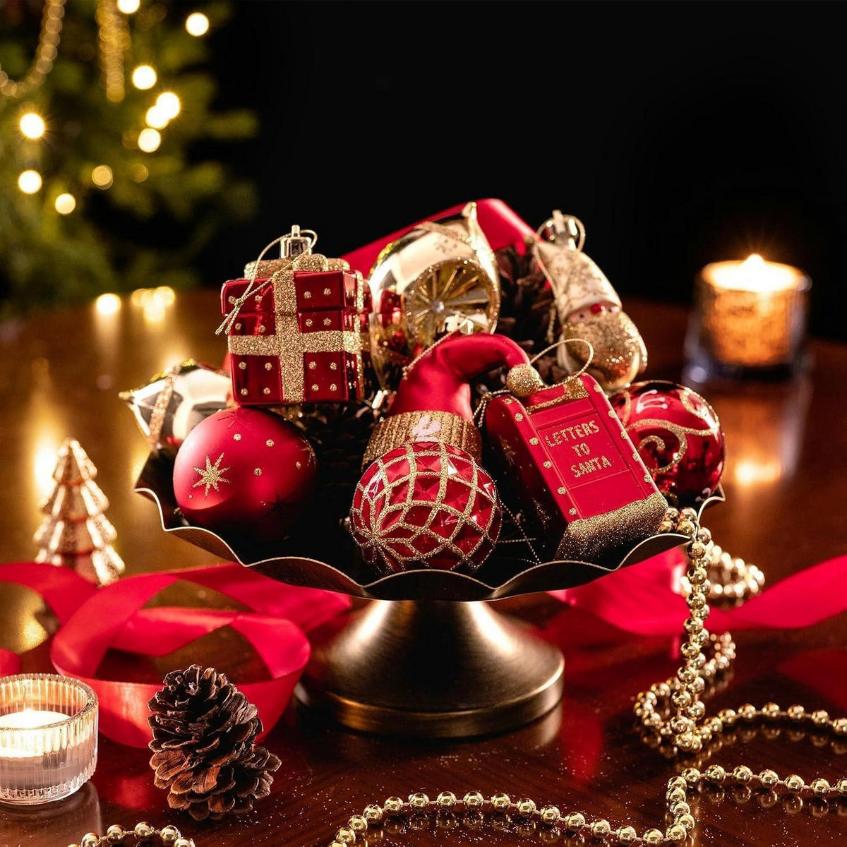 WEIHNACHTSKUGELN 100-teiliges Set Rot Gold - Multicolor, Kunststoff (24.5/6.7/34.2cm)