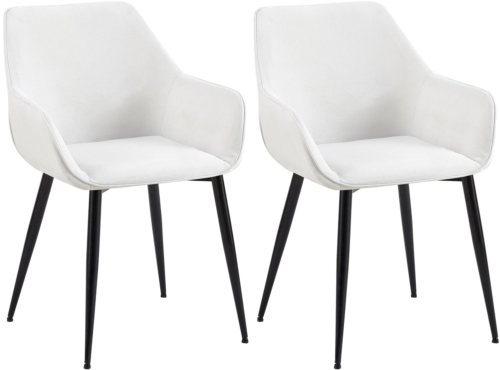 ARMLEHNENSTUHL 2er Set Stoff creme - Creme/Schwarz, Textil/Metall (52/82/63cm) - CLP
