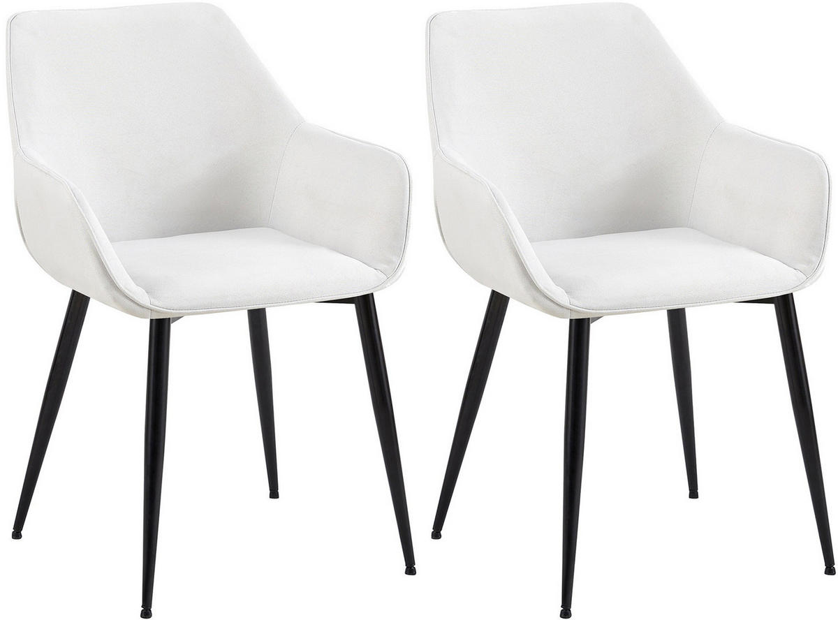 ARMLEHNENSTUHL 2er Set Stoff creme - Creme/Schwarz, Textil/Metall (52/82/63cm) - CLP