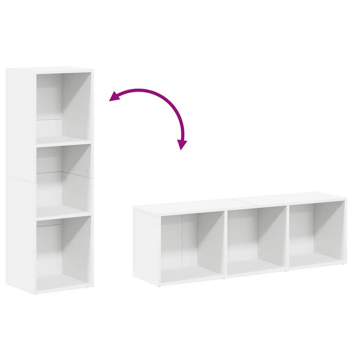 BÜCHERREGAL mit 3 Fächern 36/30/114 cm aus Holzwerkstoff Weiß - Weiß, Holz (36/114/30cm) - vidaXL