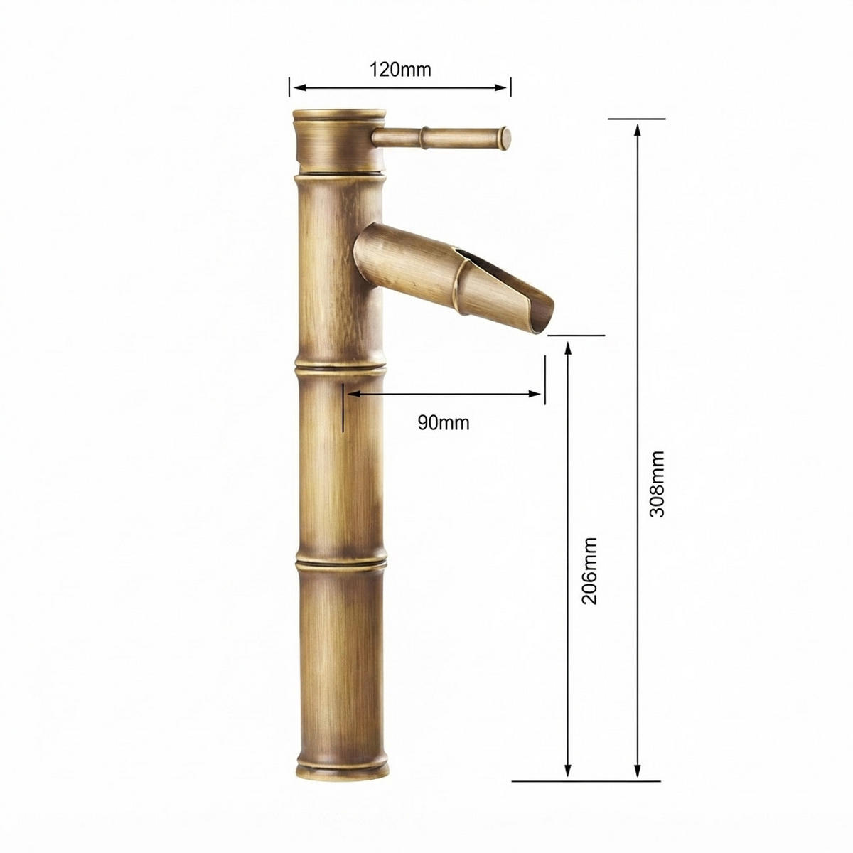 BADEZIMMERARMATUR, 308 x 120 mm, gold - Goldfarben, Metall (25/10/20cm) - Vallsero