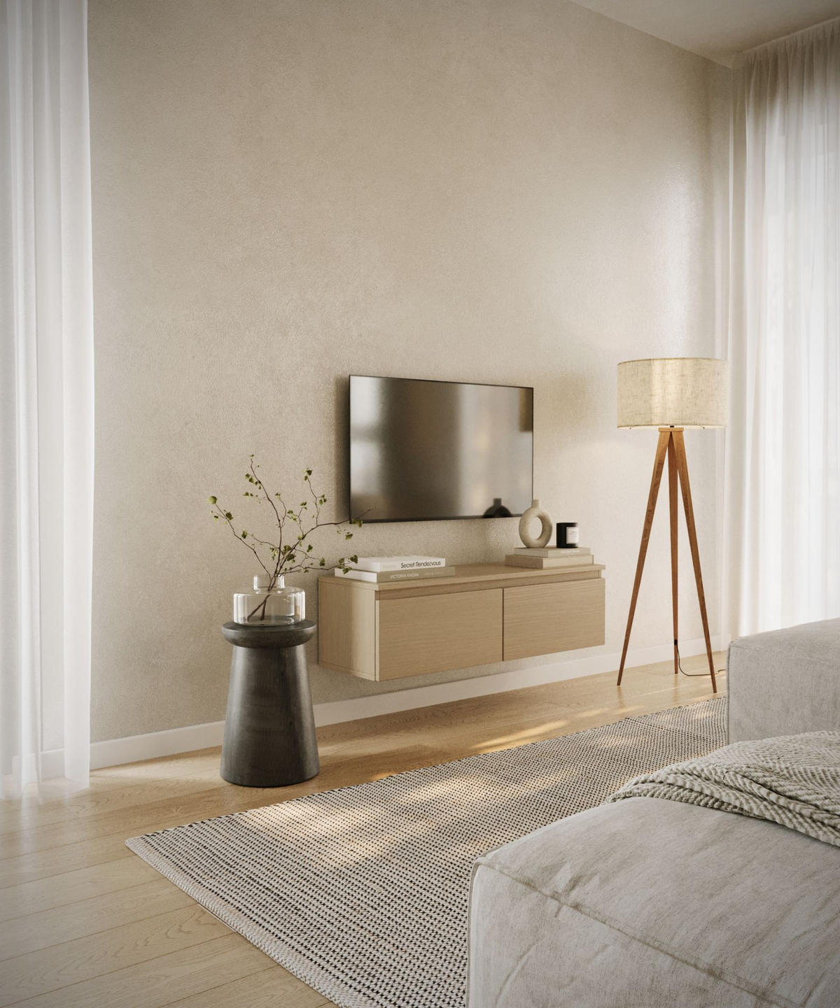 TV-LOWBOARD Bemmi Eiche Lindberg 100 cm - Eichefarben, Holzwerkstoff (100/28.4/31.8cm) - Selsey