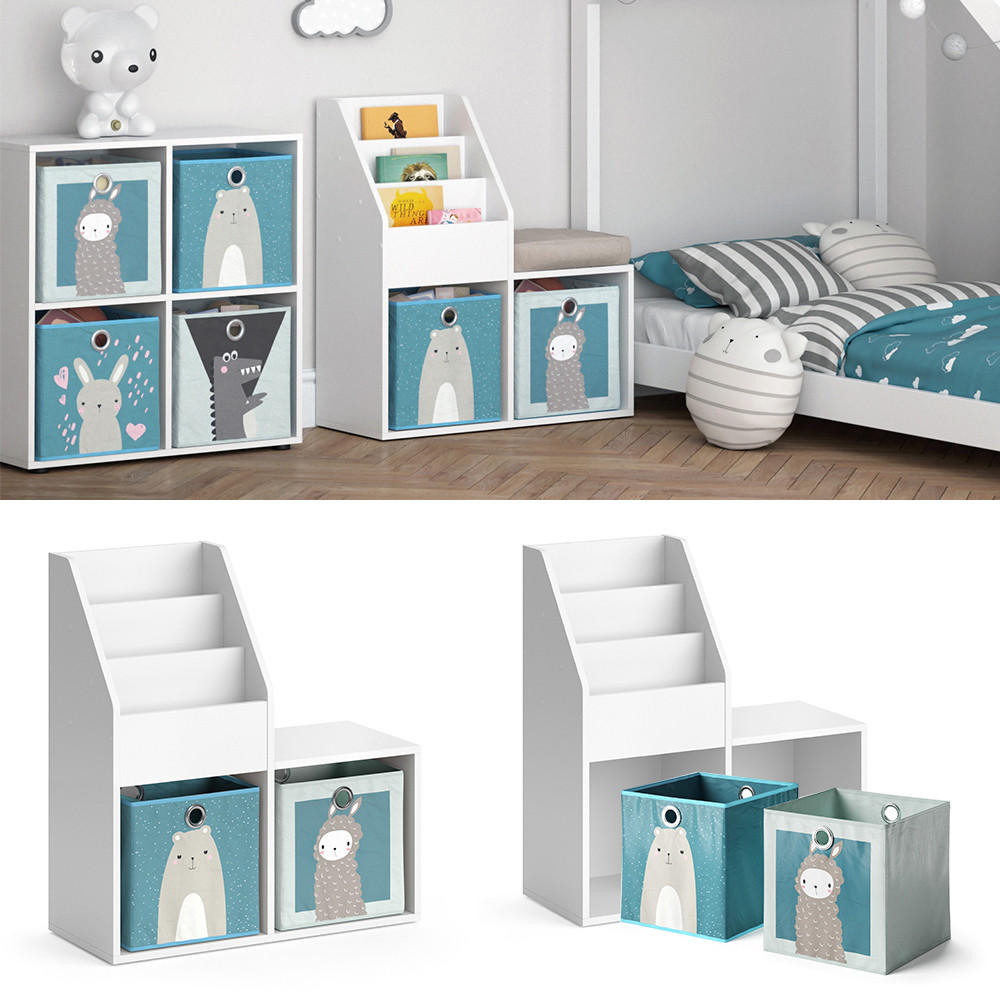 KINDERREGAL Luigi Weiß 72 x 79 cm Mini, mit 2 Faltboxen opt.6 - Weiß, Holzwerkstoff (30.9/79/72cm) - Vicco