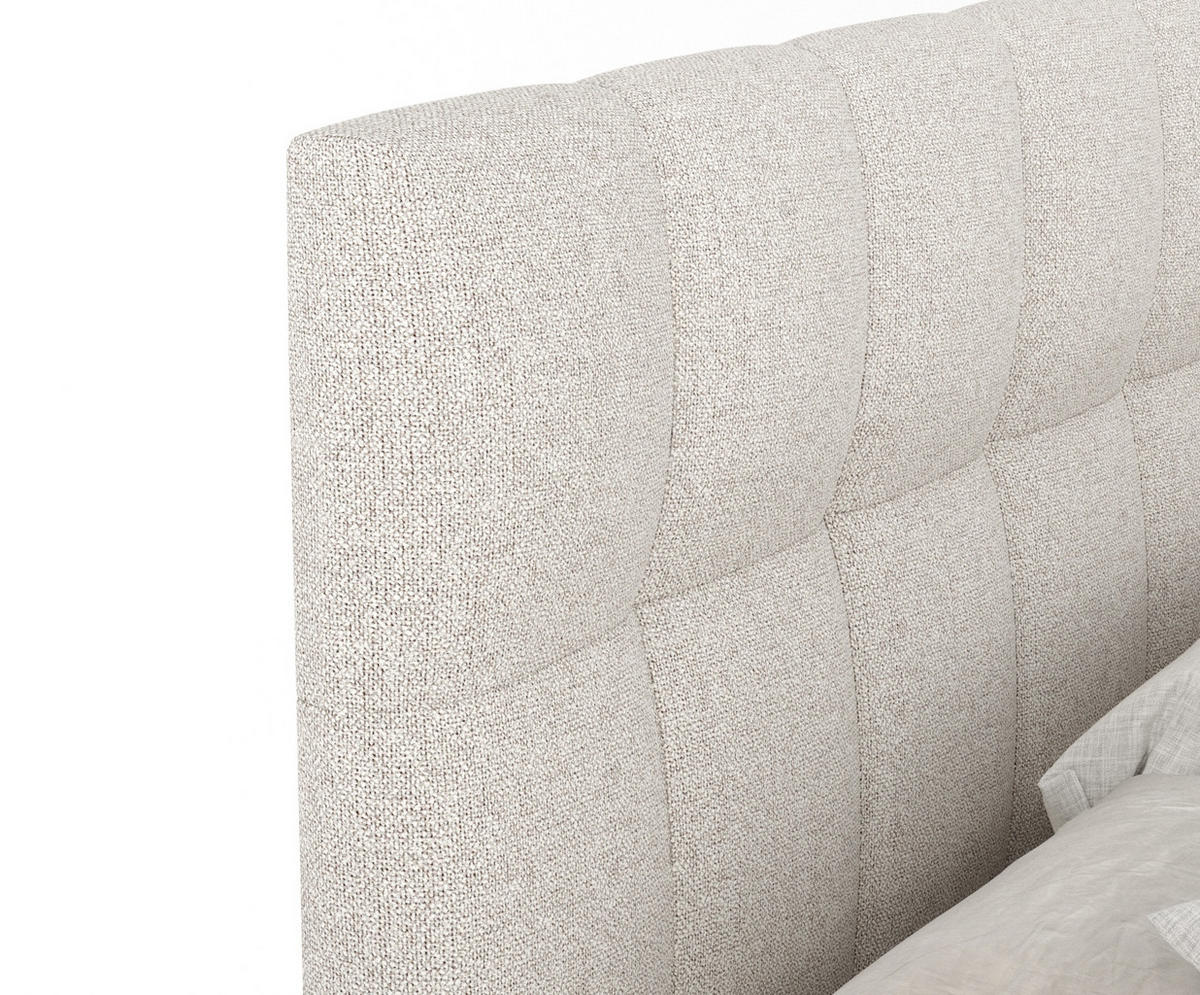 BOXSPRINGBETT Elisio Hellbeige 160/200 cm mit Latex-Topper - Beige/Silberfarben, Holz/Holzwerkstoff (160/200cm) - Maison de Reve