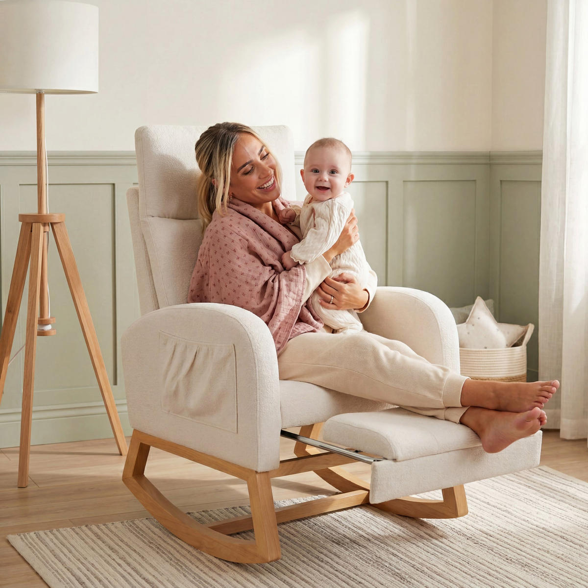 STILLSESSEL Beige - Beige, Holz/Textil (70/106/89cm) - Roba