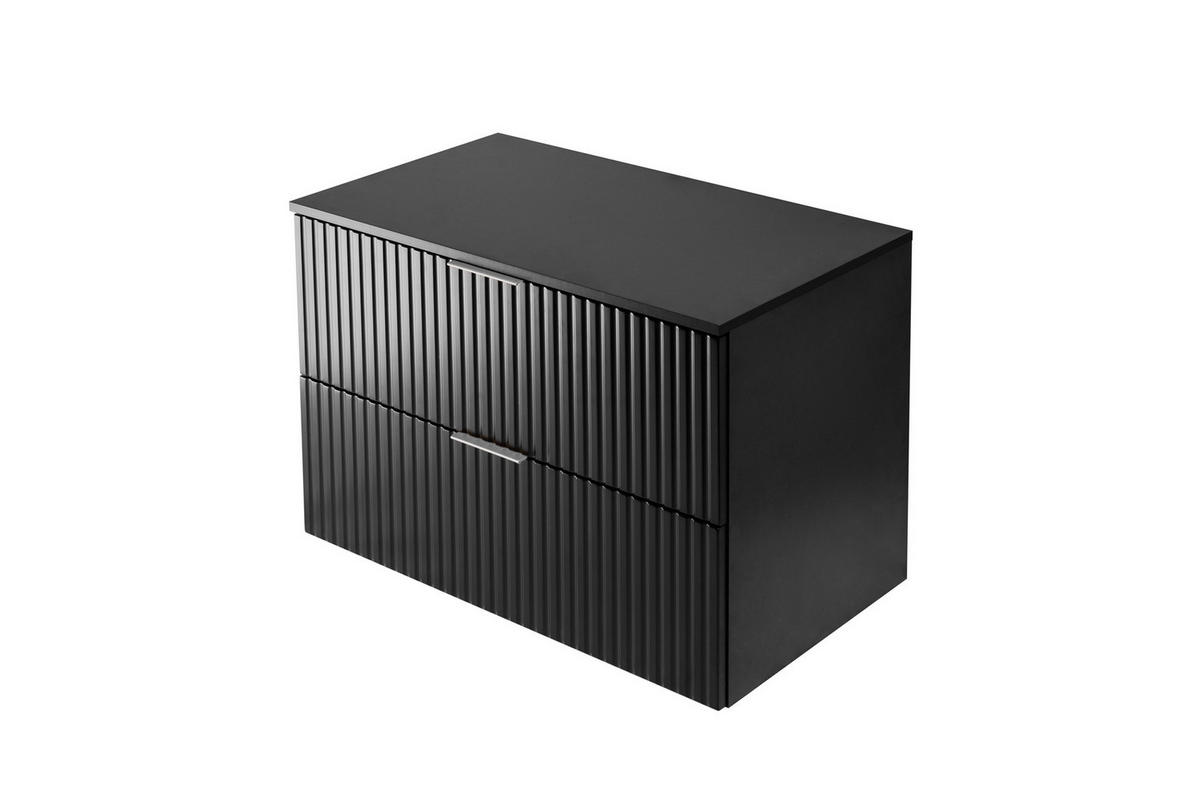 WASCHBECKUNTERSCHRANK, Schwarz, 80 x 57 x 46 cm, silberner Griff + Arbeitsplatte - Silberfarben/Schwarz, Holzwerkstoff (80/57/46cm) - 3XE LIVING