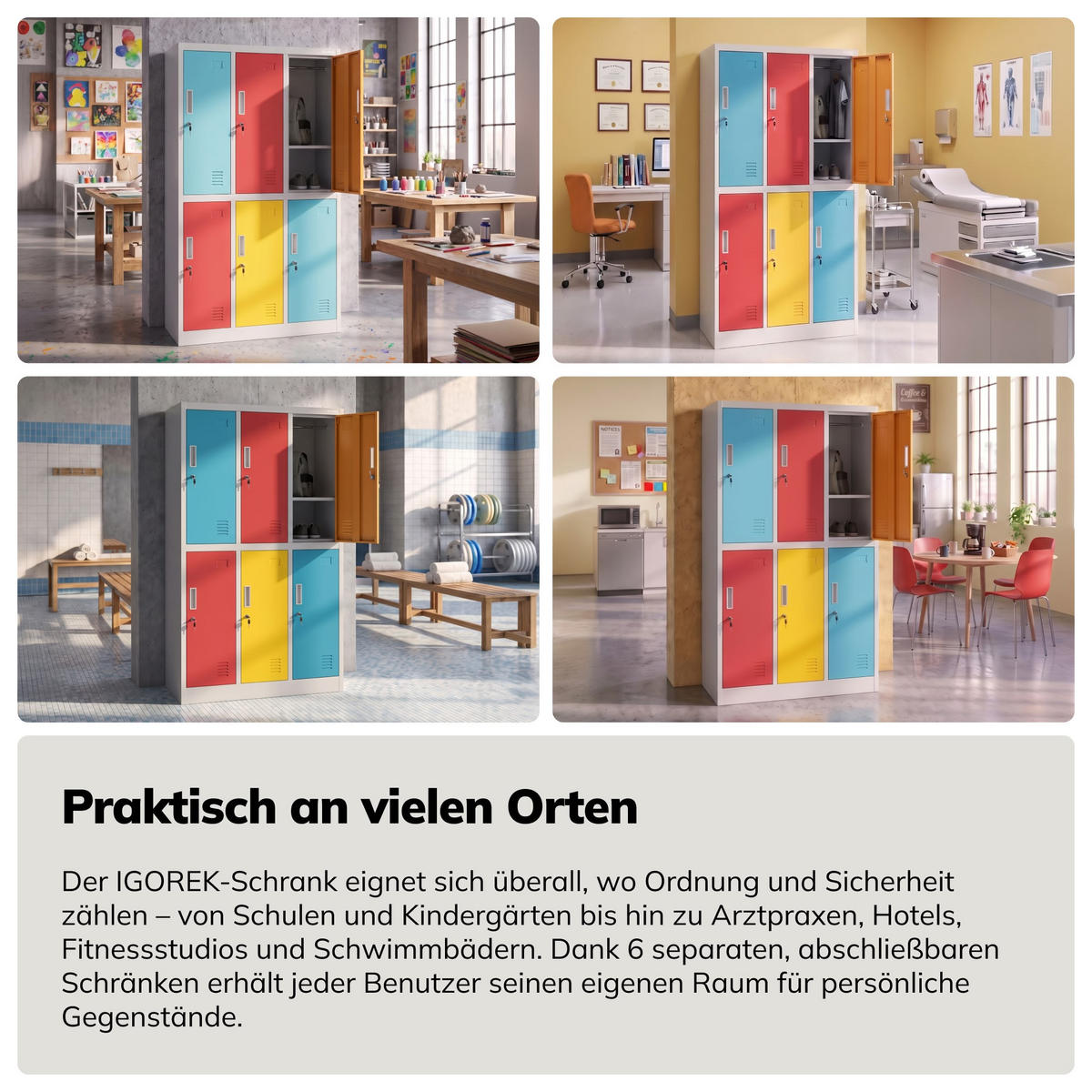 KLEIDERSPIND mit 6 Abteilen IGOREK 90 x 150 x 45 cm - Blau/Gelb, Metall (90/150/45cm) - Jan Nowak