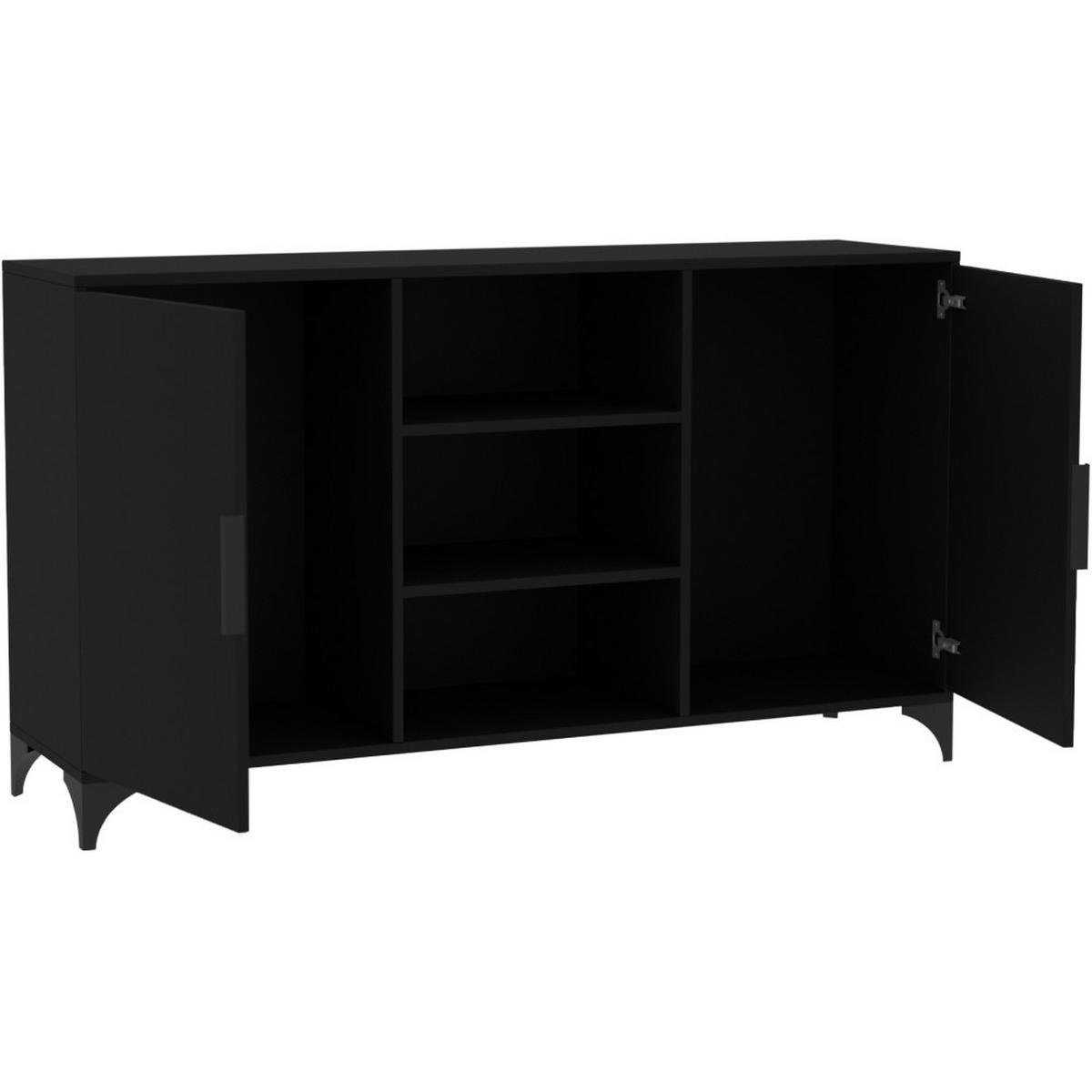 KOMMODE Home mit 2 Türen und 2 Regale, ohne Griffe, Schwarz - Schwarz, Holzwerkstoff (150/85/40cm) - Beautysofa