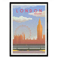 POSTER London Big Ben & London Eye A4 Rahmenlos - Klar, Papier (29.7/5/21cm) - Nacnic