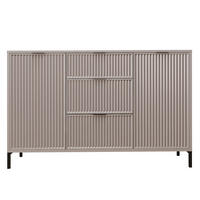 KOMMODE klein Aufbewahrungsschrank mit 3 Schubladen und 2 Türen, Beige - Beige, Holzwerkstoff (135/87/41cm) - Idohome
