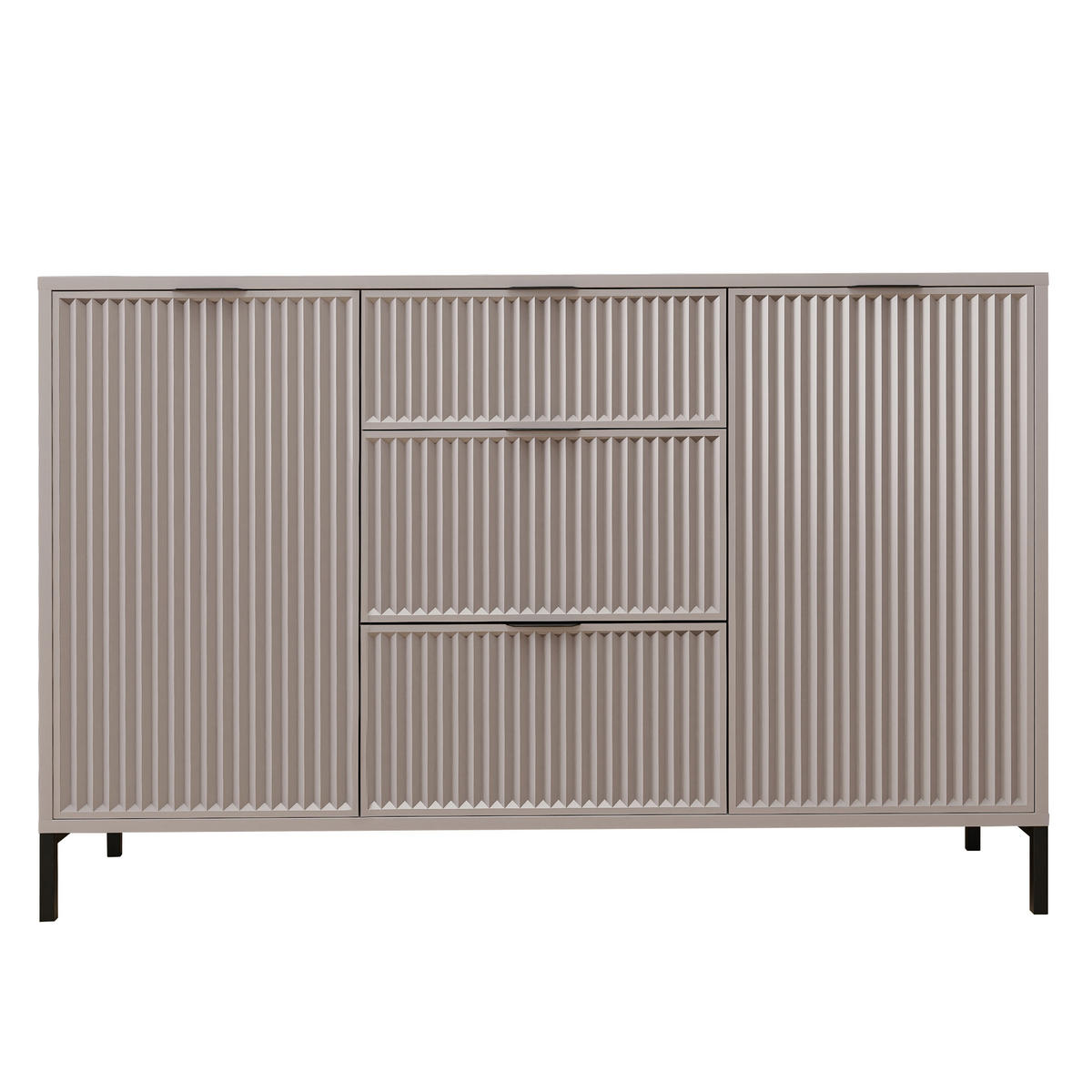 KOMMODE klein Aufbewahrungsschrank mit 3 Schubladen und 2 Türen, Beige - Beige, Holzwerkstoff (135/87/41cm) - Idohome