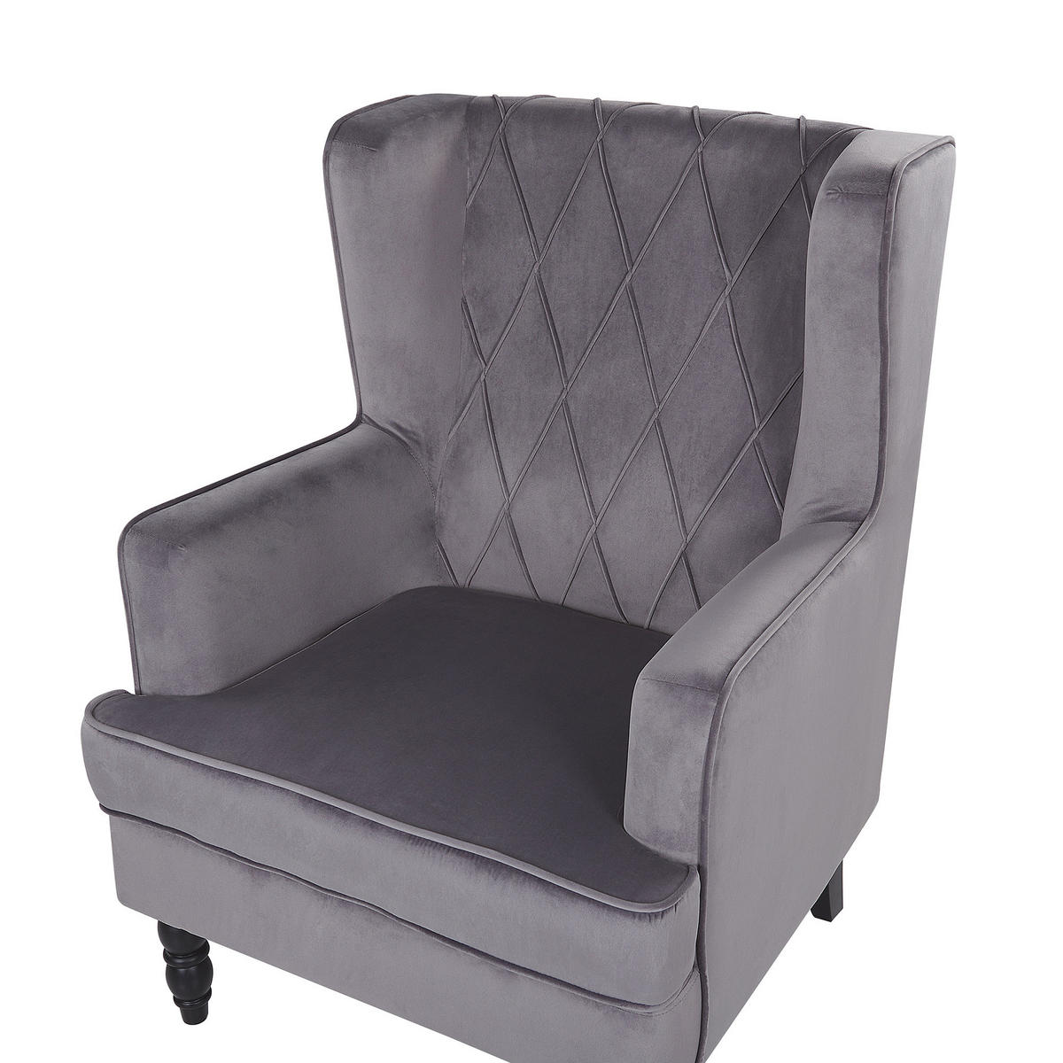 SESSEL Samtstoff grau plus Hocker Sandset - Grau, Textil (72/101/75cm) - Beliani