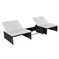 OUTDOOR-LEHNSTÜHLE 2 Stk. mit Tisch Braun Poly Rattan - Braun, Holz (65/69/190cm) - furnicato