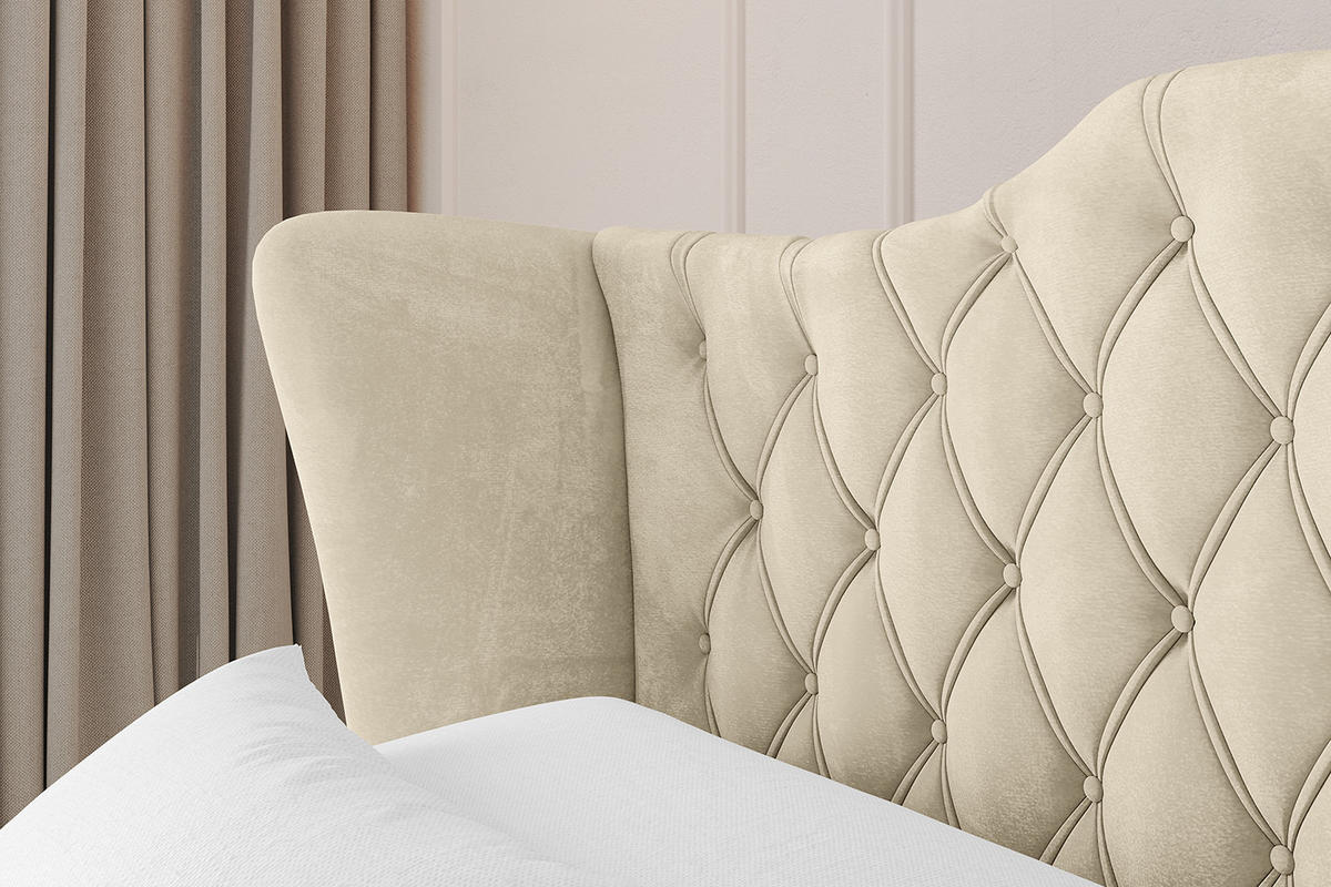 POLSTERBETT mit Bettkasten und Lattenrost, Boxbett ohne Matratze - MODY 200x200 Beige - Ecru, Holzwerkstoff/Textil (200/200cm) - ALTDECOR