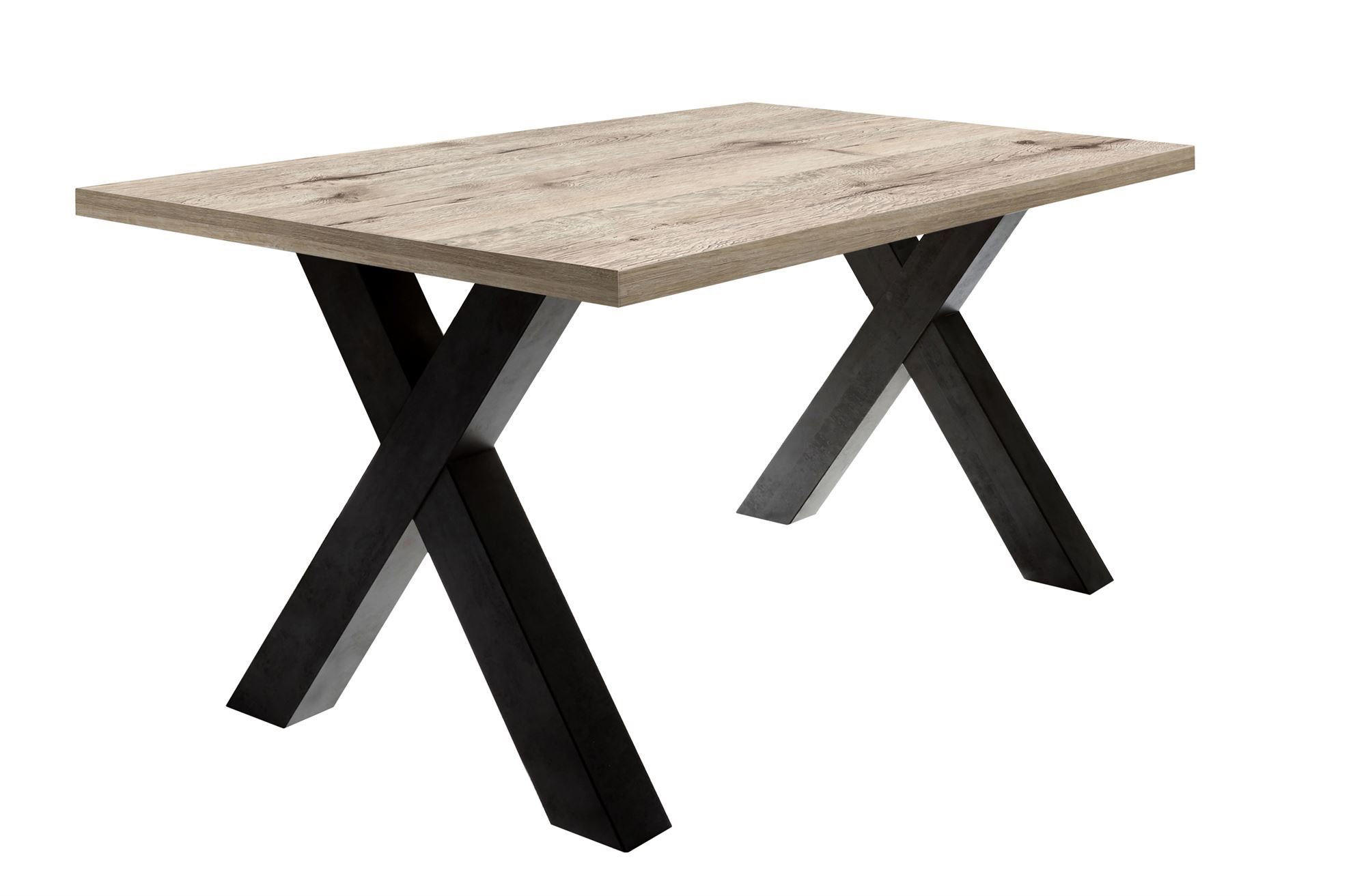 ESSZIMMERTISCH Eike 8 200 x 100 x 75 Esstisch Schwarzstahl/Sandeiche - Hellbraun, Holz (200/100/75cm) - 58aufmkessel