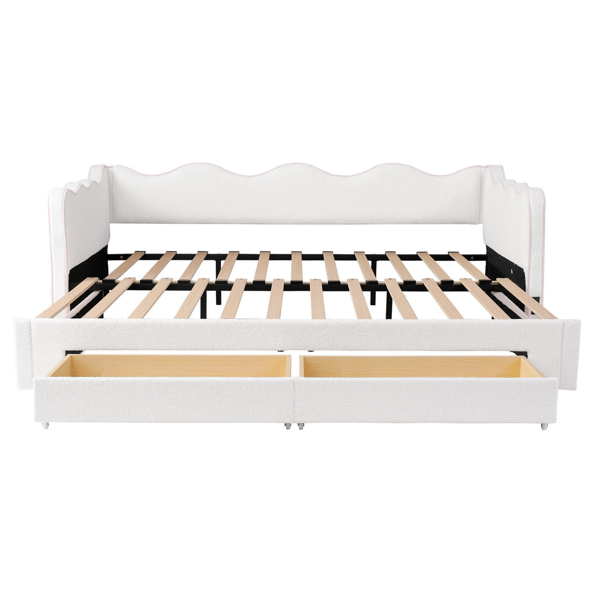 POLSTERBETT 90/200 cm in Beige mit 2 Schubladen, USB und Type-C - Beige, Holzwerkstoff/Textil (90/200cm) - CHICFURN