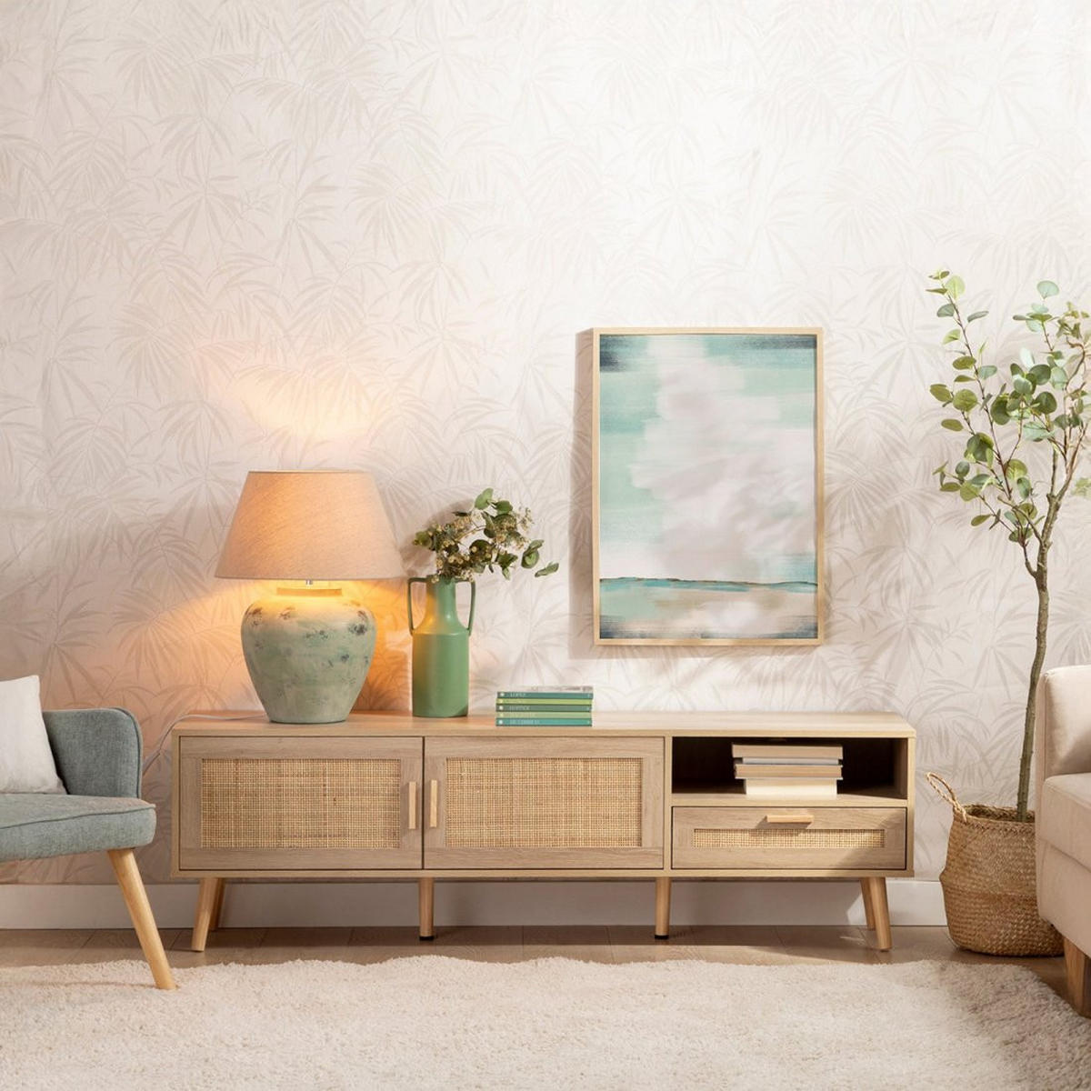 TV-ELEMENT Tahiti Natürlich 160 cm x 50 cm - Naturfarben, Holzwerkstoff (160/50/40cm) - Klast Home