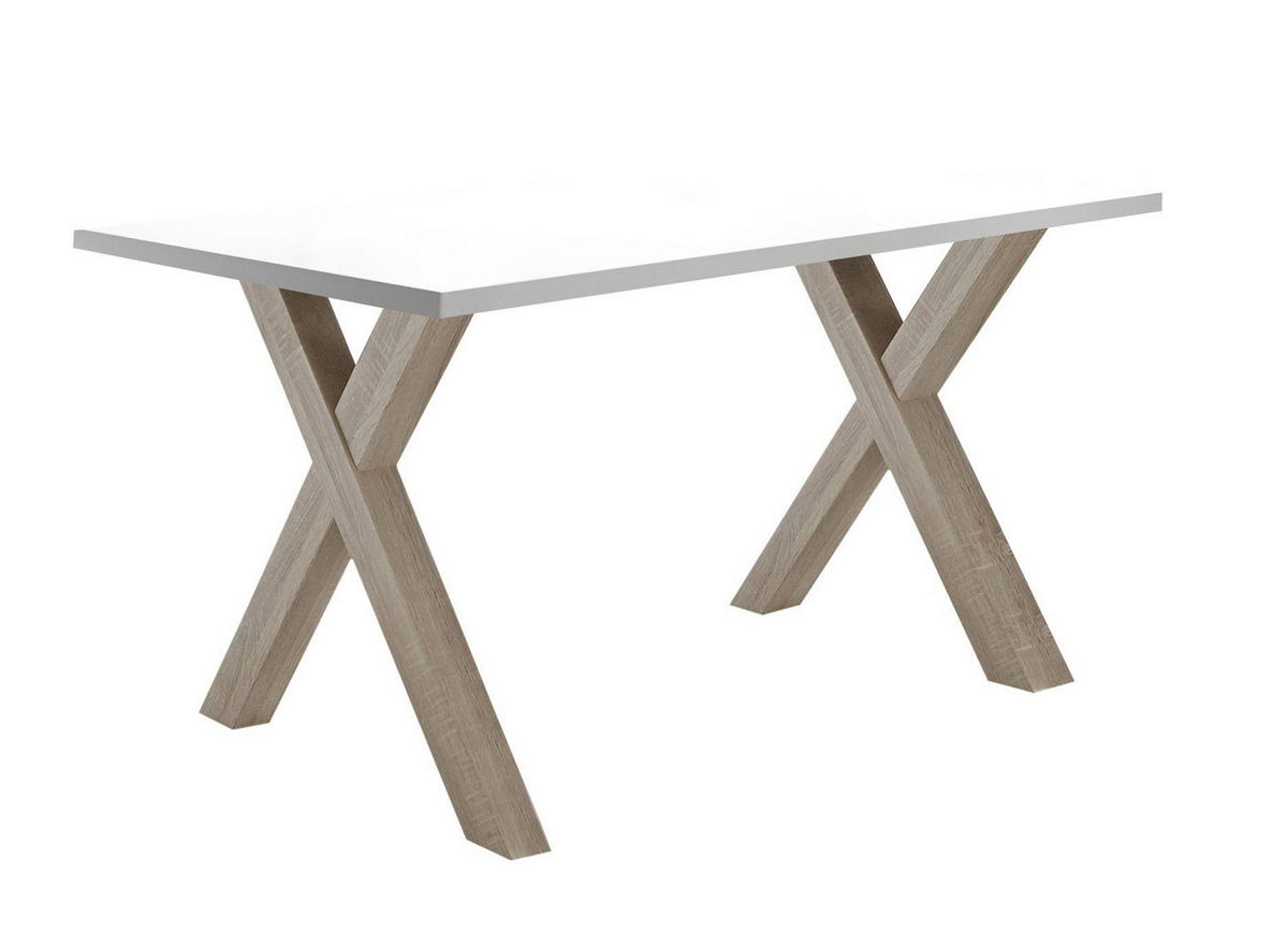 SCHREIBTISCH Edie 1 120 x 70 x 75 Computertisch eiche sägerau/weiß matt lack - Weiß, Holz (120/70/75cm) - 58aufmkessel