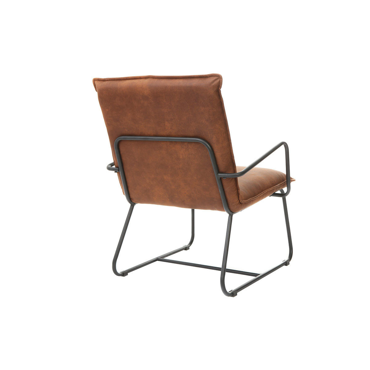 SESSEL PU Braun Metallgestell Schwarz MERCY - Braun, Textil (59/77/66cm) - Miliboo