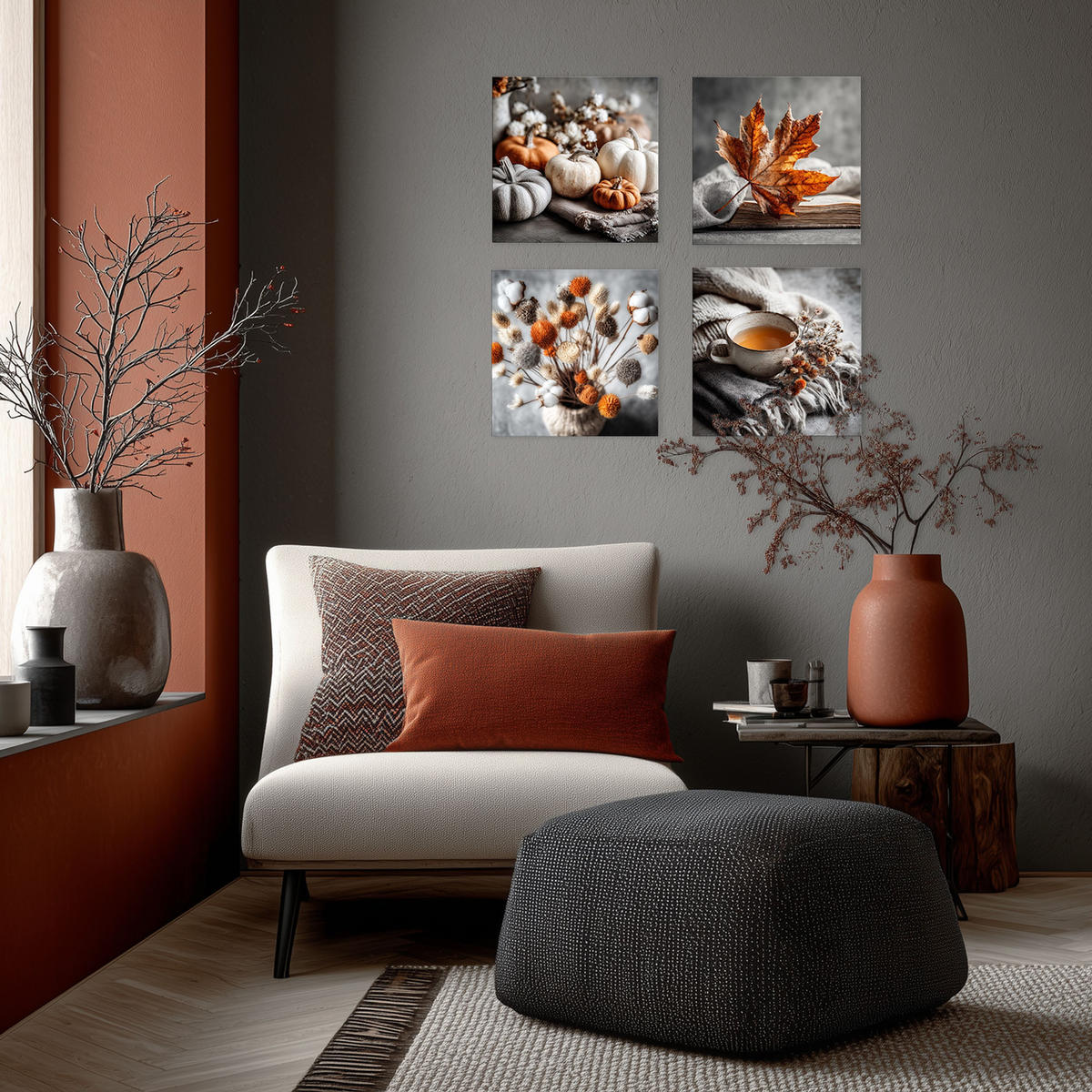 GLASBILD 30x30 cm Trockenblumen - Beige, Glas (30/30cm) - artissimo