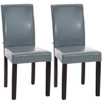 ESSZIMMERSTUHL Ines, 2er Set Kunstleder, Gestell Holz Dunkelbraun Grau - Dunkelbraun/Grau, Holz/Textil (41/91/47cm) - TPFLiving