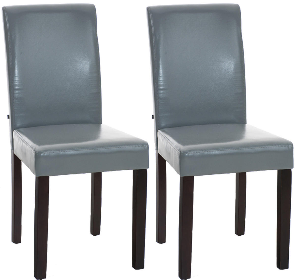 ESSZIMMERSTUHL Ines, 2er Set Kunstleder, Gestell Holz Dunkelbraun Grau - Dunkelbraun/Grau, Holz/Textil (41/91/47cm) - TPFLiving