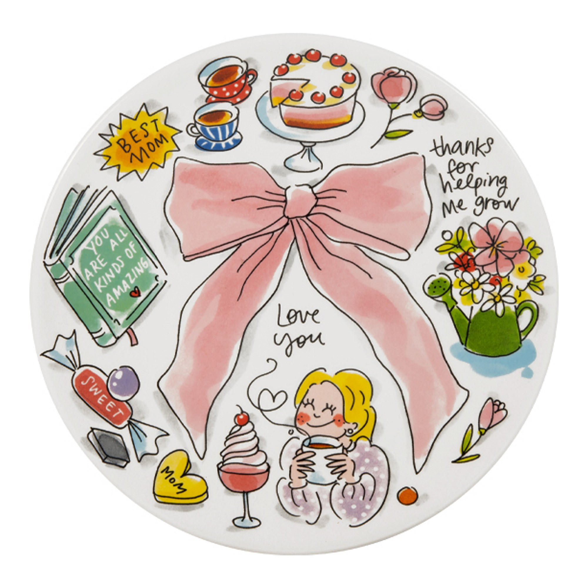 TELLER Muttertag mit Schleife in Bunt - 22cm - Multicolor, Keramik (21.8/21.8/2.5cm) - Blond Amsterdam